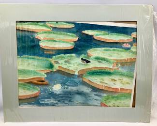 Duck on Lily Pad Watercolor