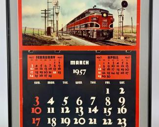 Framed 1957 Rock Island Railroad Calendar