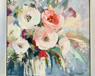Blushing Flowers in Vase Canvas