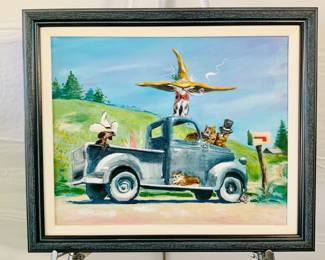 Whimsical Cats & Dogs Painting by C. Rowley