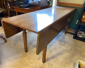 Stunning Drop Leaf Table for Dinning or Accent Table.  Is 6' Long x 22' Wide- Leaves are 11" each.  Available for Pre-Sale!