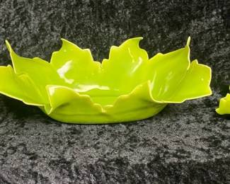 Johannes Brahm California Art Pottery Green Center Console Bowl