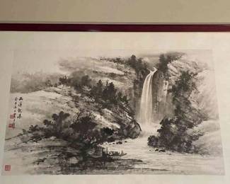 Chinese Art Waterfall in Winter