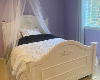 White Floral FullSize Bed Frame And Mattress