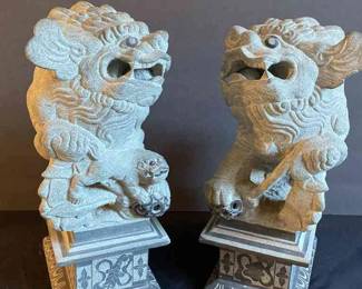Chinese Carved Stone Foo Dogs