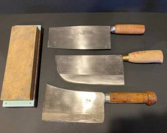Meat Cleavers And Sharpening Stone