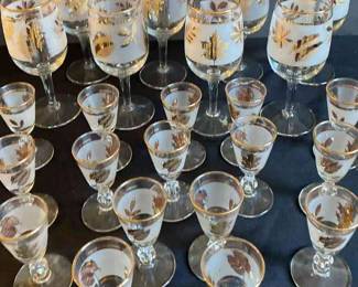 Libbey Golden Foliage Wine Glasses And Cordial Glasses