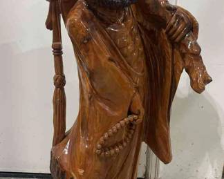 Large Asian Wood Carved Figure 3 Ft Tall