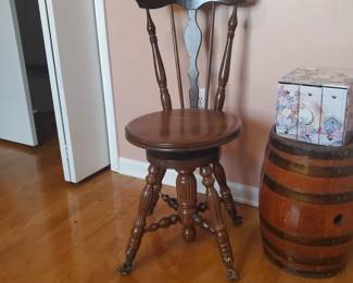 19th century victorian antique high back piano claw ball  swivel chair