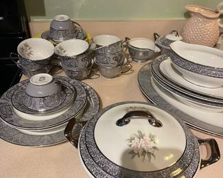 Royal Cathay Silver Gardenia Pattern 52 Piece China Set 