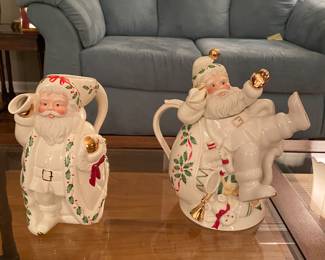 Lenox holiday Santa skating  tea pot with lid