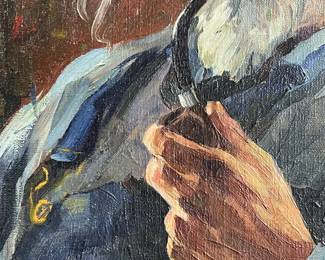 Detail: CA Charles Hotvedt original character portrait. Oil on canvas. Signed