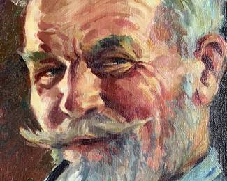 Detail: CA Charles Hotvedt original character portrait. Oil on canvas. Signed