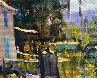 Detail: Todd Matson small original painting of an old adobe building in New Mexico