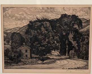 Luigi Lucioni original Prairie Printmaker signed