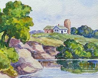 Detail: Original Watercolor painting by Prairie Printmaker and Swedish artist Birger Sandzen