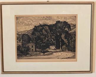 Luigi Lucioni original Prairie Printmaker signed