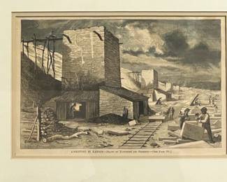 Antique Harper’s Weekly Illustration Limestone In Kansas