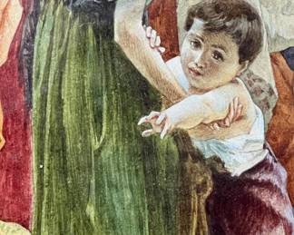 Detail: Frank Schlitzer incredibly detailed watercolor painting of Christ carrying the cross on the way to Calvary