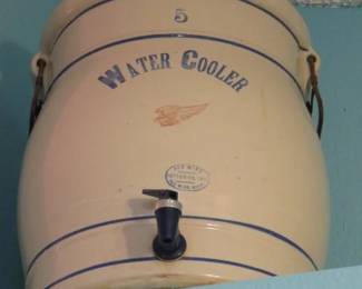 Antique  Primitive Pottery #5 Red Wing Stoneware Water Cooler Crock 