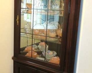 Mahogany Glass Corner Curio Cabinet 
