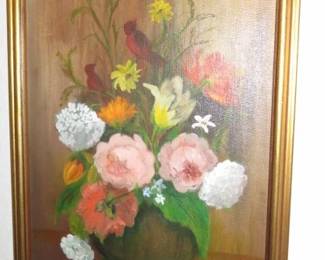 Small Artist Signed Floral Still Life Oil Painting