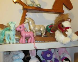 Vintage Wooden Rocking Horse, Hello Pony, Stuffed Animals