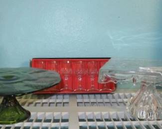 Shannon Crystal & Green Grape Design Glass Cake Stands
