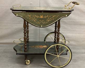 Italian Inlaid Marquetry Tea Cart