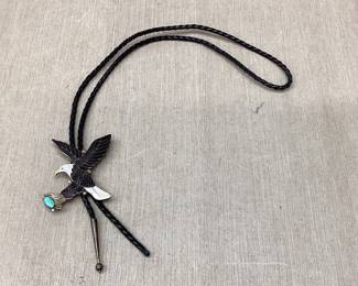 1970s Zuni Sterling Silver & Turquoise Bolo