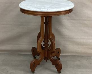 Victorian Walnut Table w/Marble Top