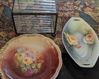 Antique Porcelain and Glass Box 