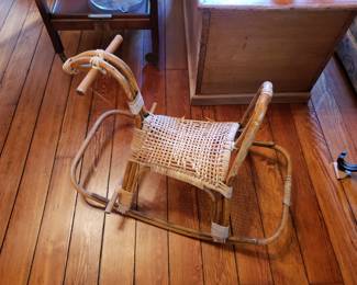 VINTAGE RATTAN ROCKING HORSE