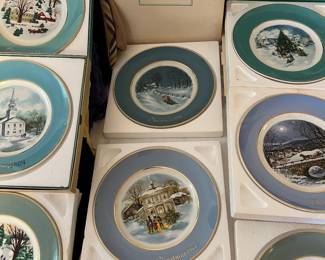 Avon Christmas collector plates with boxes