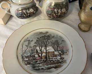 Avon collector plate, creamer and sugar