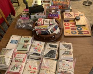 Greeting cards; toys and games