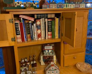 Cookbooks; recipes; salt and pepper shakers; pie safe