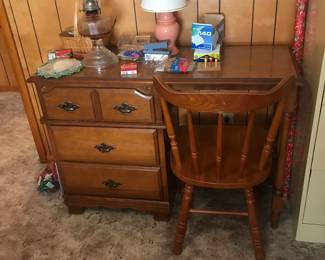 Nice vintage desk and chair, with drawers of all wood construction. This will last generations!