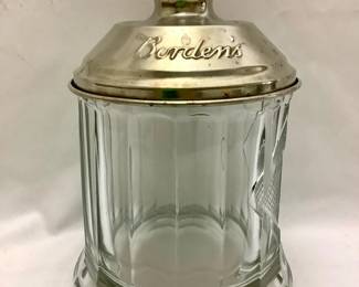 JOSW204 Bordens Antique Jar Antique Malted Milk glass container. The lid as a few dents on the very top.