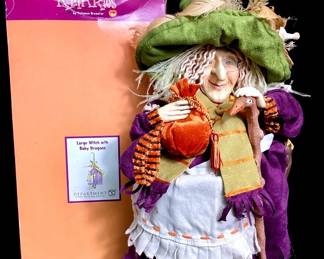 JOSW962 Department 56 Krinkles Large Witch With Baby Dragons 24" tall figure designed by Patience Brewster, 2004, #56.35187.