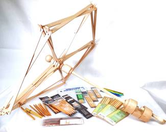 JOSW914 Wooden Needlecraft Umbrella Swift Knitting Needles Yarn swift with clamp - on base that can be firmly fixed to edge of table, spins smoothly making yarn winding easy. Variety of factory sealed and loose knitting needles in various sizes, bamboo, metal, wood, and plastic.