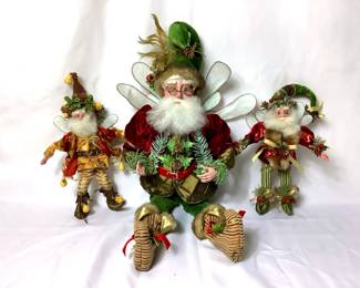 JOSW219 Mark Roberts Holiday Elf Trio Looks like the two, smaller ones are ornaments or could just use to hang on a wall. Arms and legs are movable on all 3.