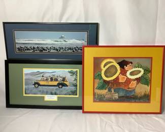 JOSW209 Signed Prints By PNW Artists -Print by E. Lynette Fransen called ' Yellowstone or BUS-T' .. comes in nice wood frame and a little info about the print.