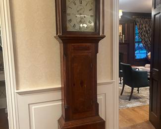 Payne & Baldock long case oak clock
