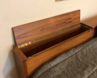 King size bed with storage at headboard and under bed drawers