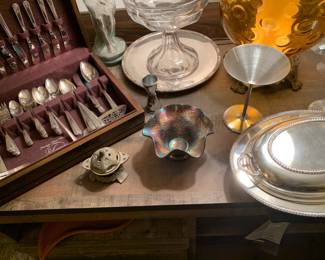 Olathe silver, carival glass, other antique glass