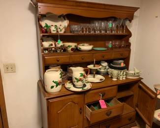 olathe vintage apple and china dinnerware, china cabinet