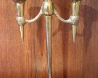 776 - Brass Art Deco candleholder, 14" tall
