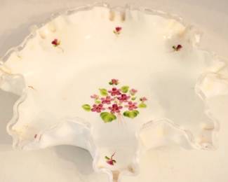 831 - Fenton Silvercrest Bowl w/Violets 3 x 7.5 Inches
