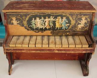 174 - Antique Child Toy Piano 10 x 15 x 17.5 Inches
